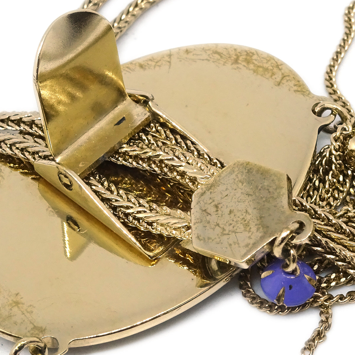 Fendi Gold Fringe Mirror Chain Pendant Necklace