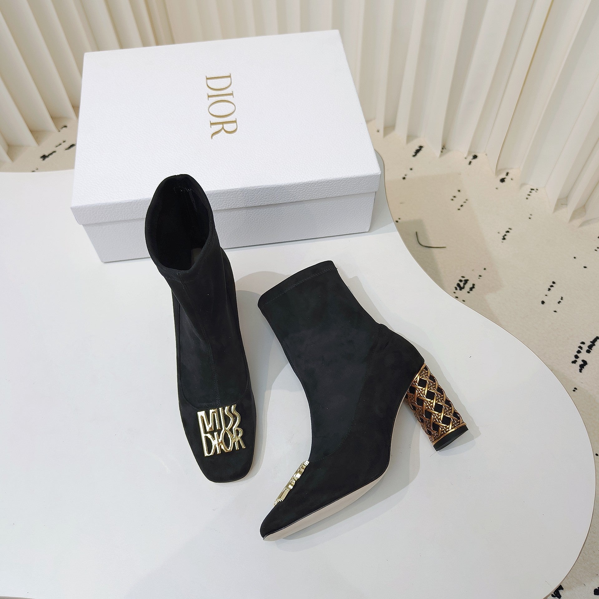 DIOR Miss DIOR Ankle Boots 80mm Black Suede 111382