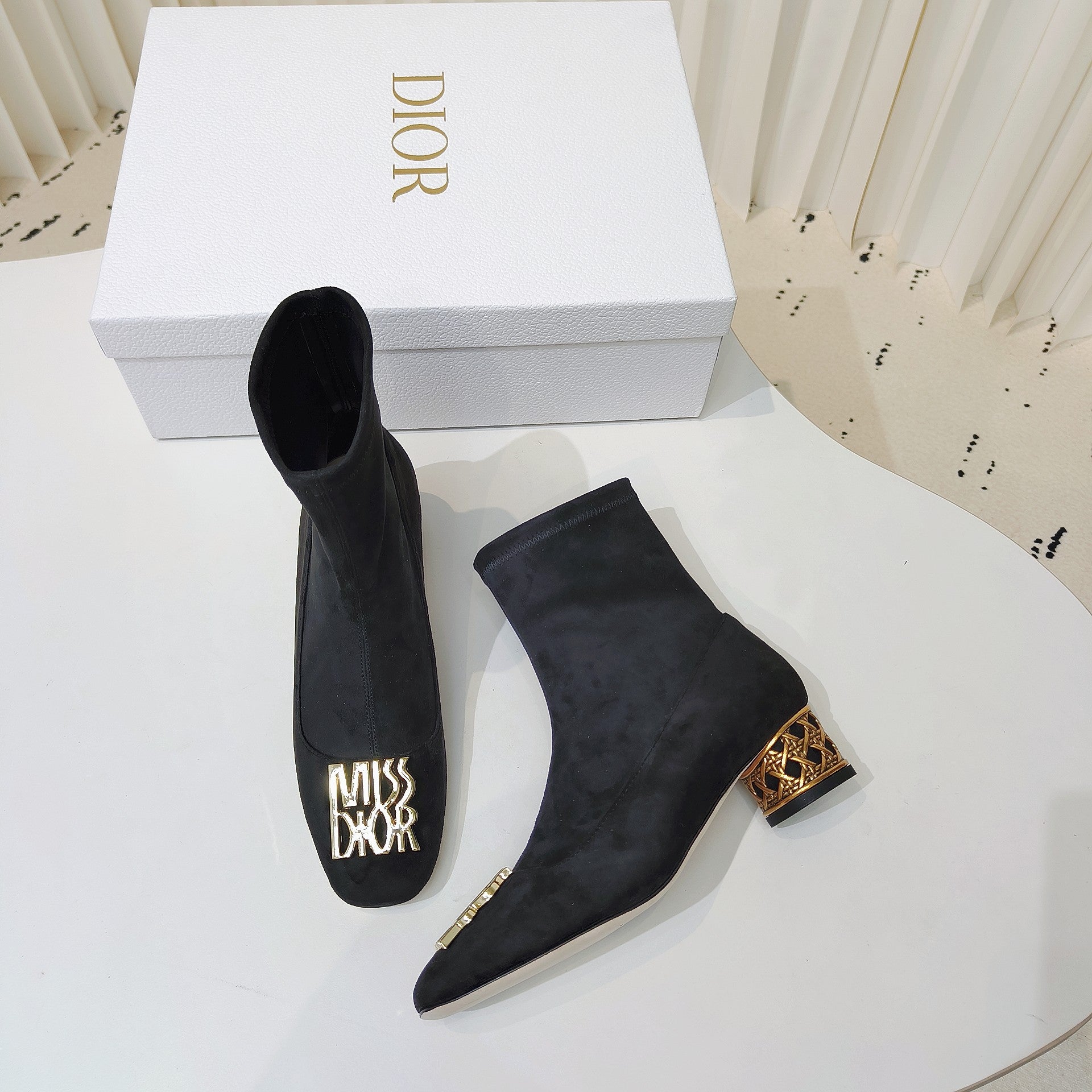 DIOR Miss DIOR Ankle Boots 40mm Black Suede 111389