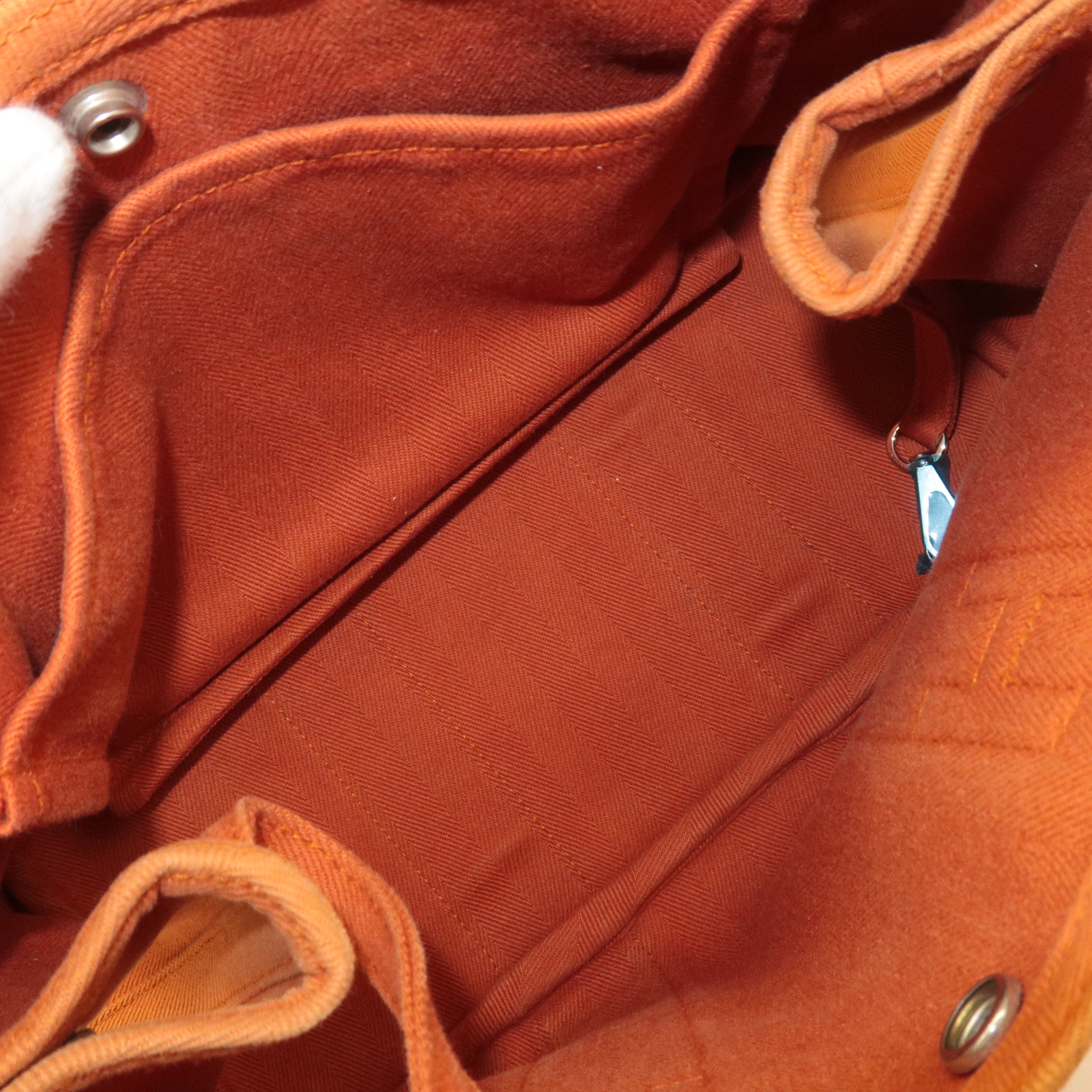 HERMES Toile Chevrons Leather Valparaiso PM Bag I Stamp Orange