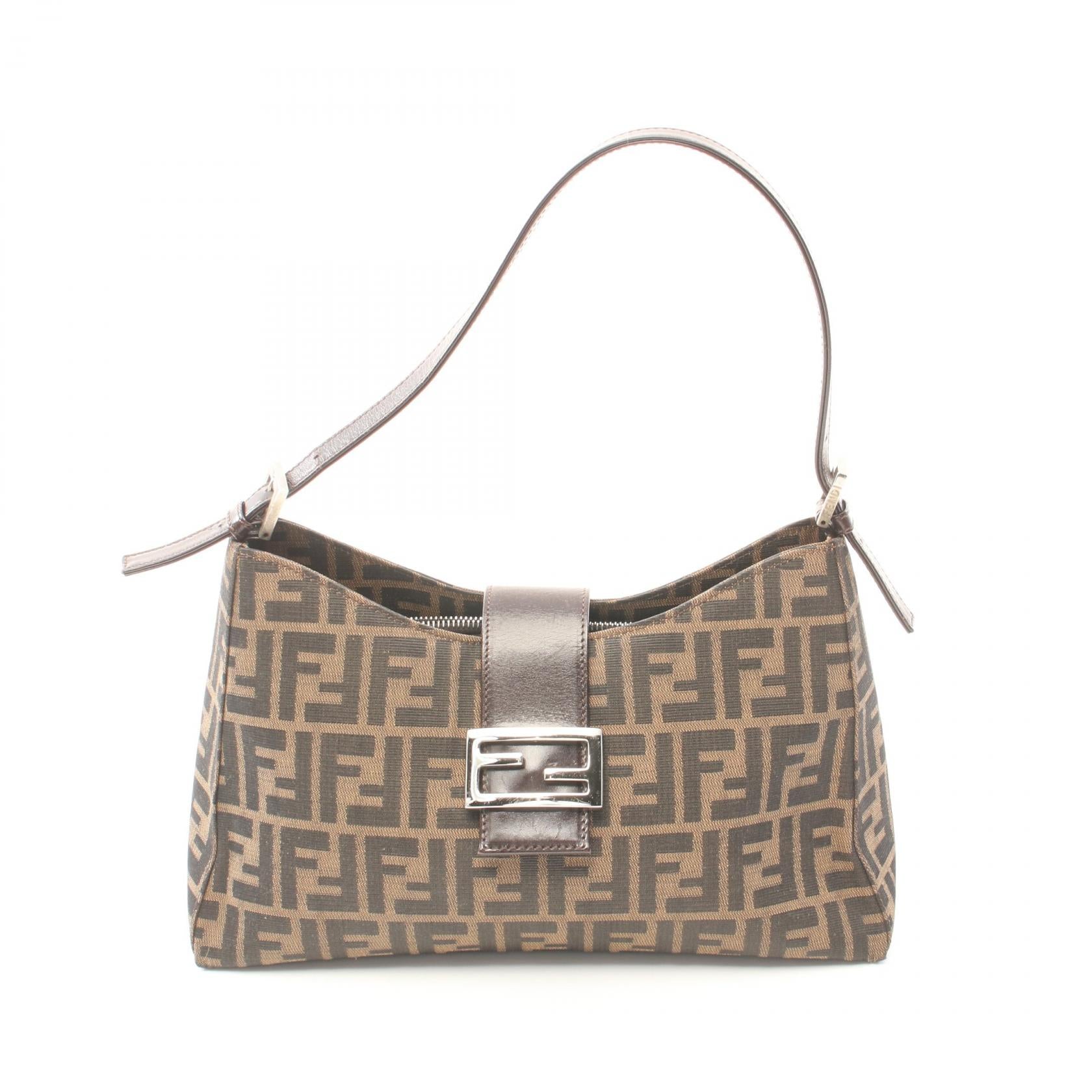 Fendi Zucca Canvas Leather Shoulder Bag