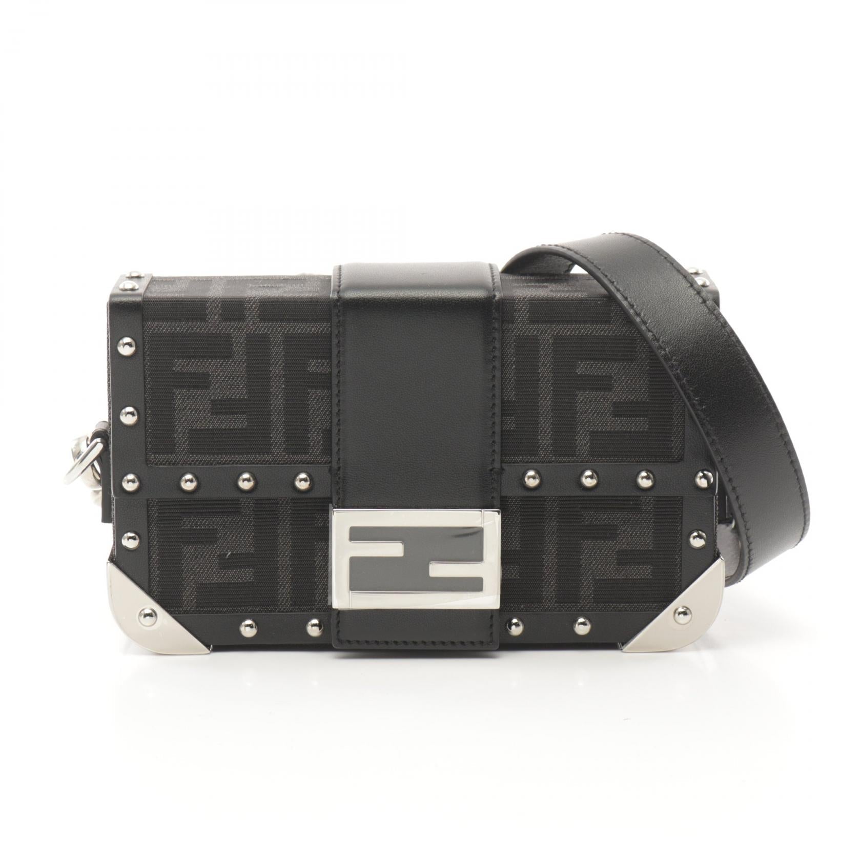 Fendi Zucca Canvas Leather Shoulder Bag