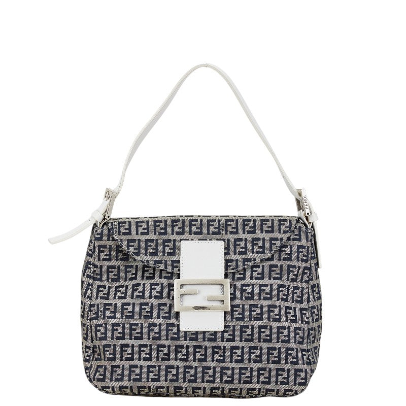 Fendi Zucchino Canvas Leather Shoulder Bag 8BR004