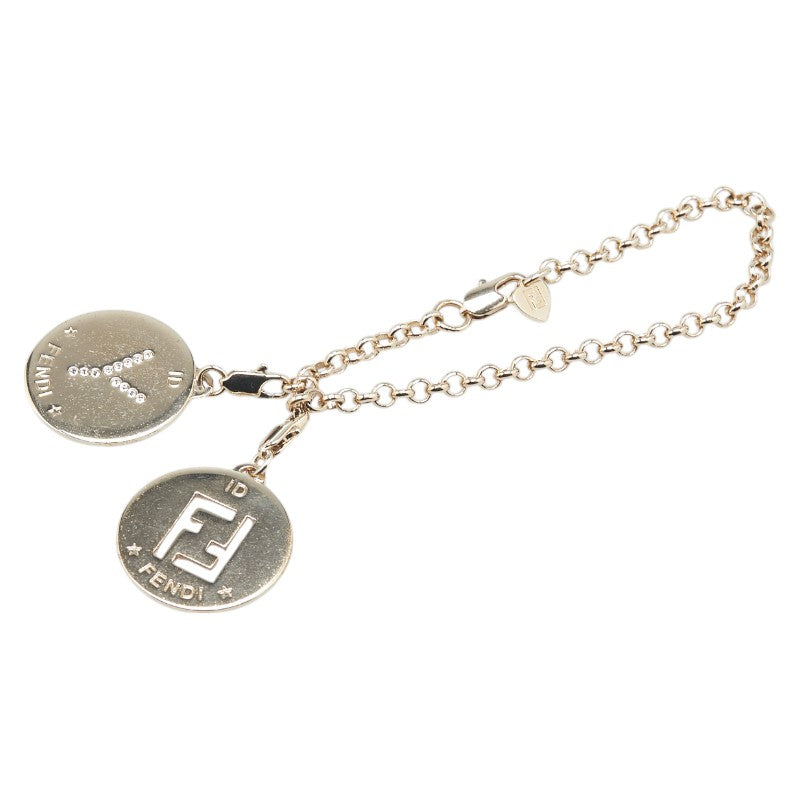 Fendi FF Logo Rhinestone Bracelet Gold