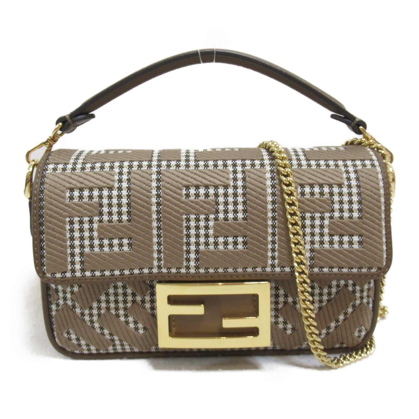 Fendi Fendi 2w Shoulder Bag 2way Shoulder Bag Leather Linen Brown 8BS017