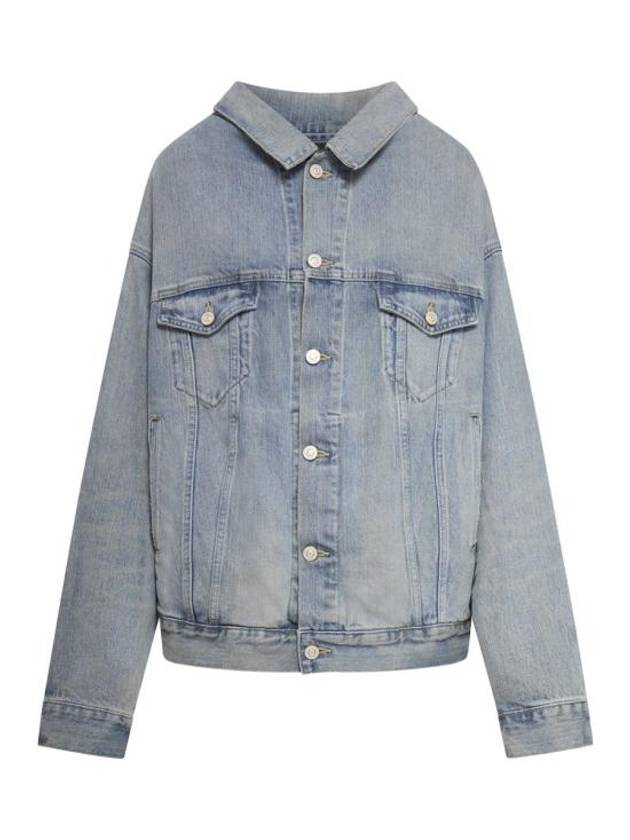 Balenciaga Off-Shoulder Denim Jacket Blue