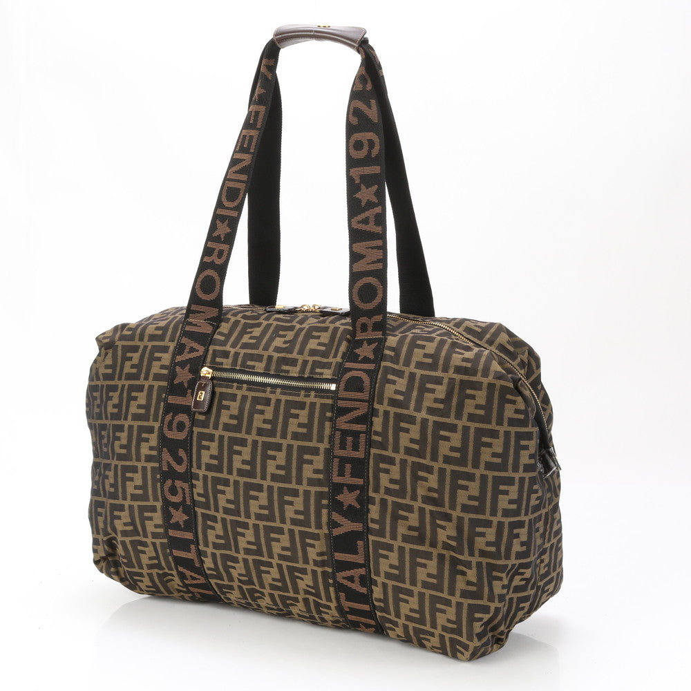 FENDI Travel bag Duffle bag Nylon Brown Zucca
