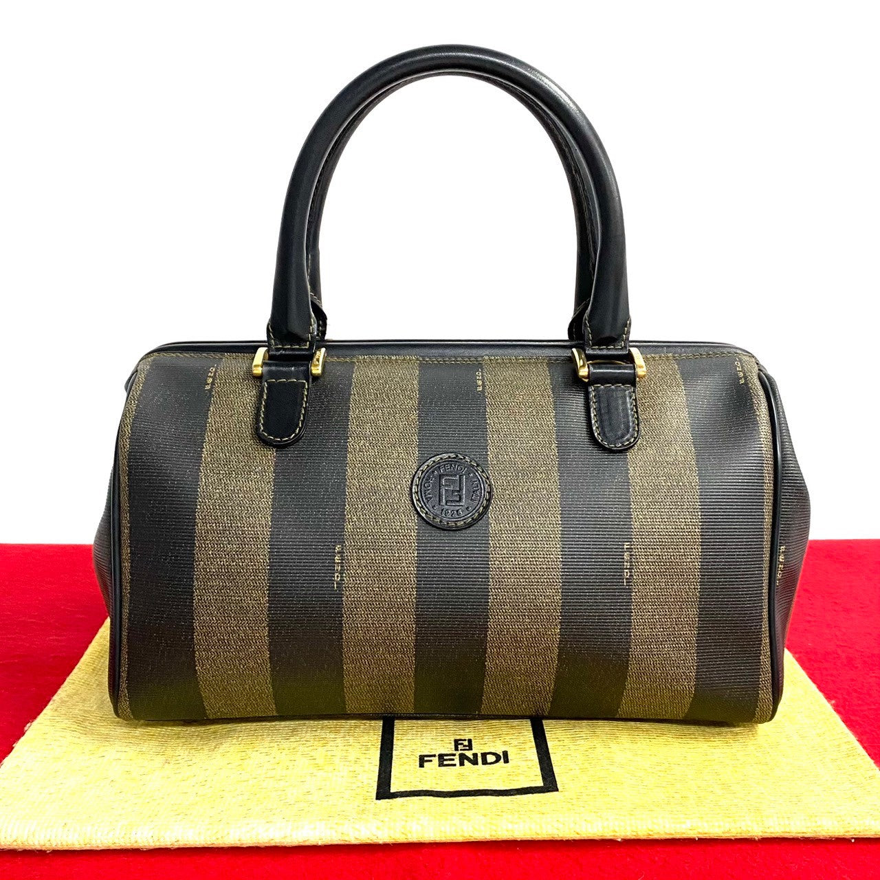 FENDI Boston Duffel bag PVC black Pekan