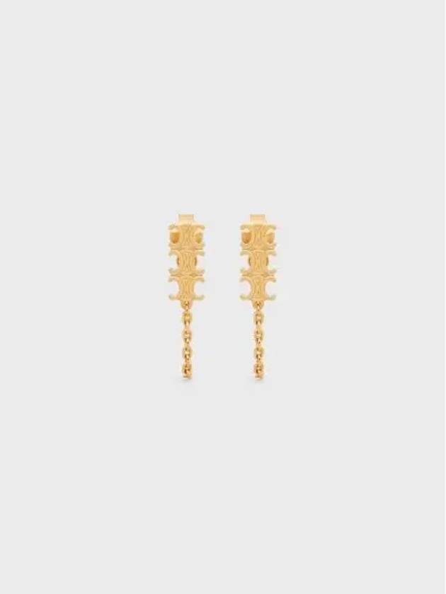 CELINE Triomphe Chain Earrings Gold Finish Brass
