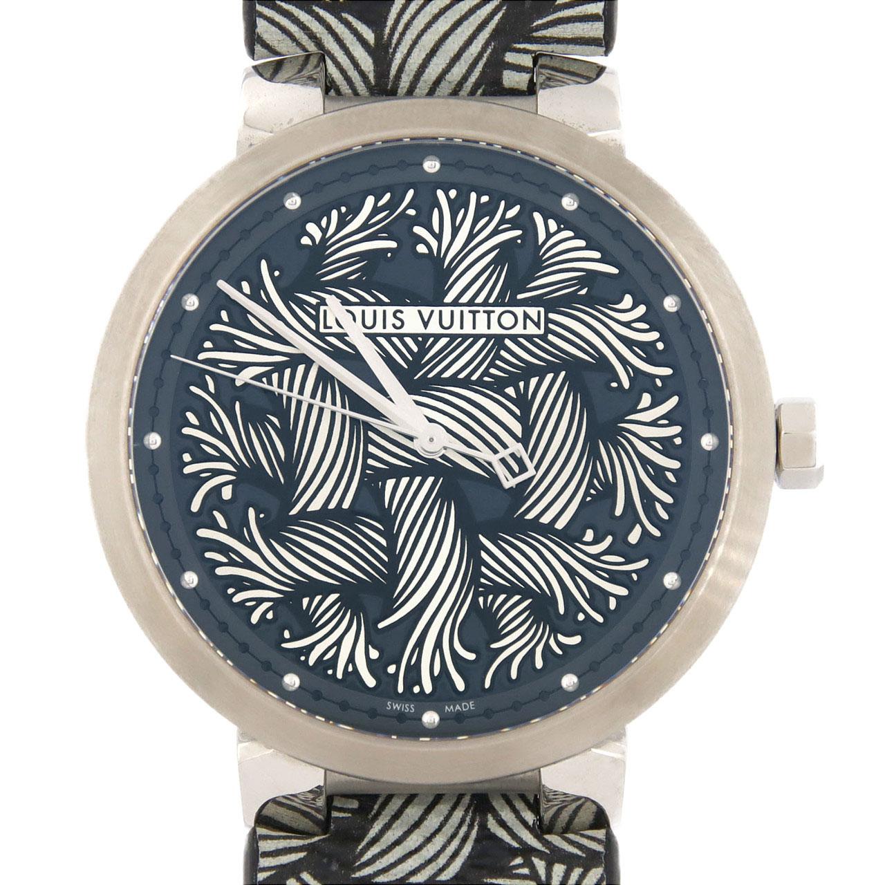Louis Vuitton Tambour Damier Monogram Rope Stainless Steel Watch