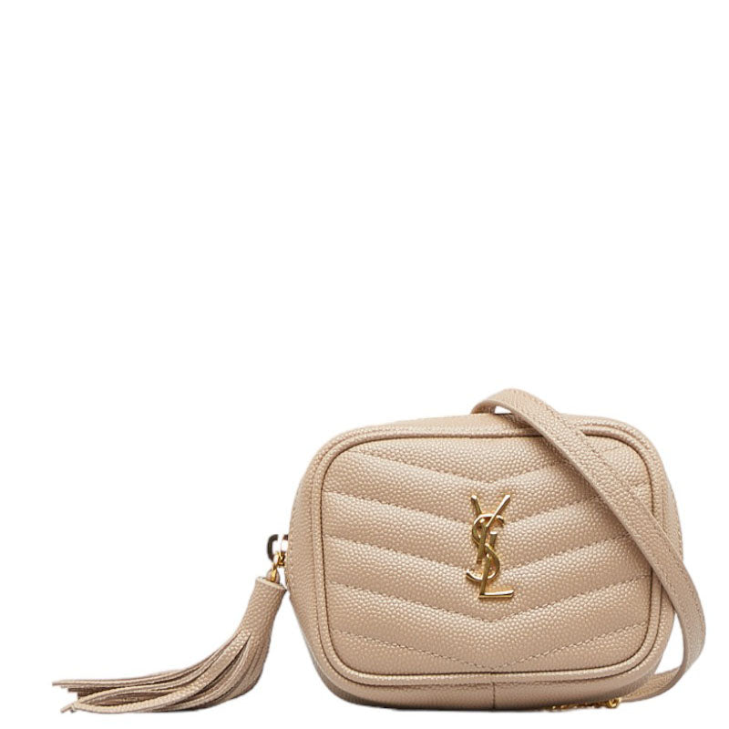 Saint Laurent Mini Lou Bag in Grained Leather Beige 635088