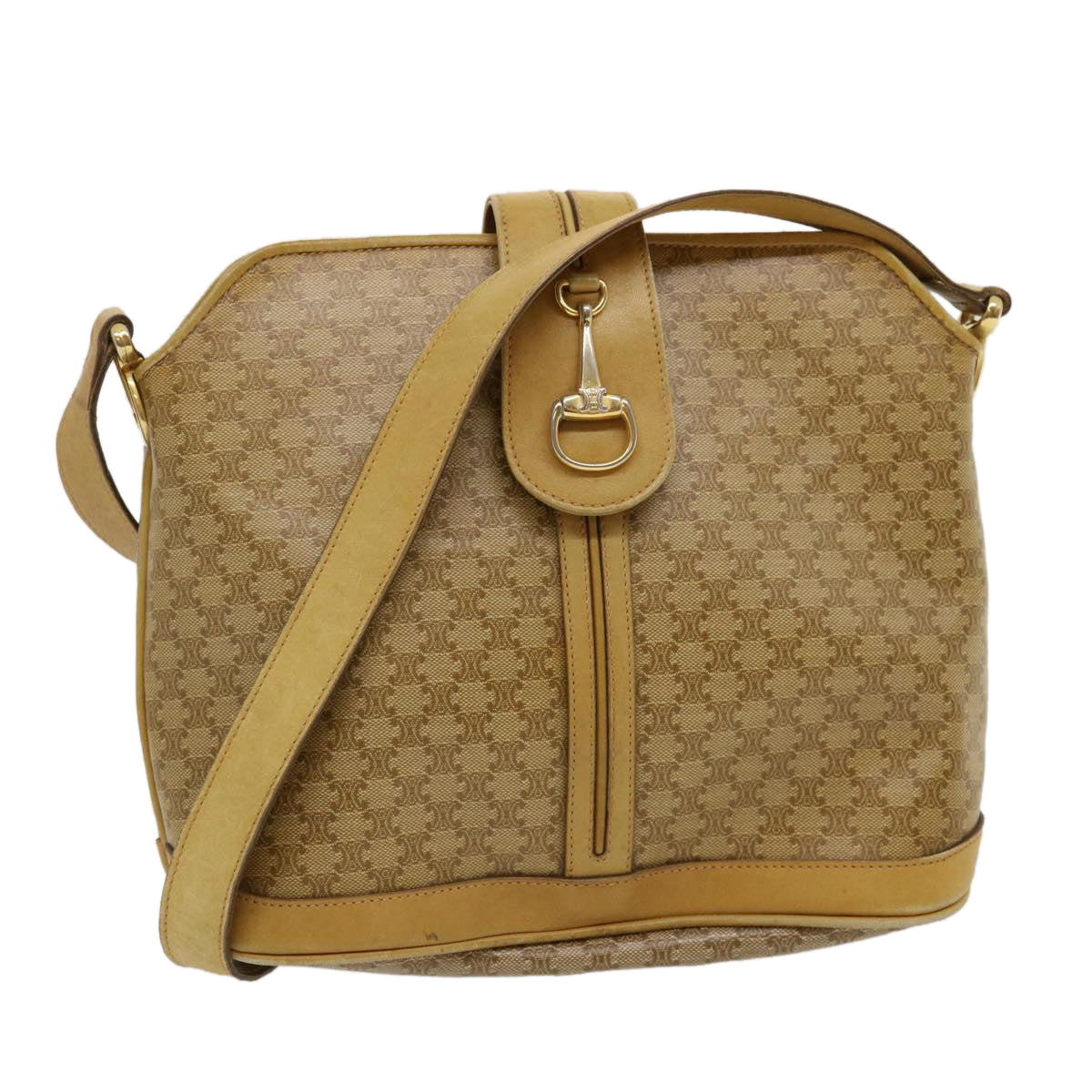 CELINE Macadam Canvas Shoulder Bag Beige 29812