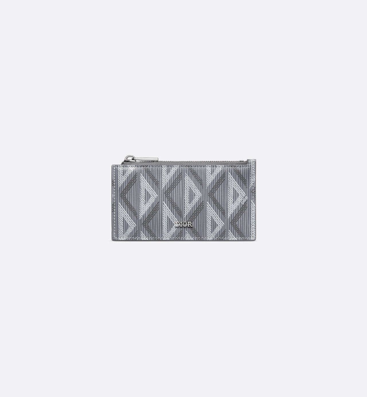 Zipped Card Holder Dior Gray Coated Cotton Canvas With Cd Diamond Print