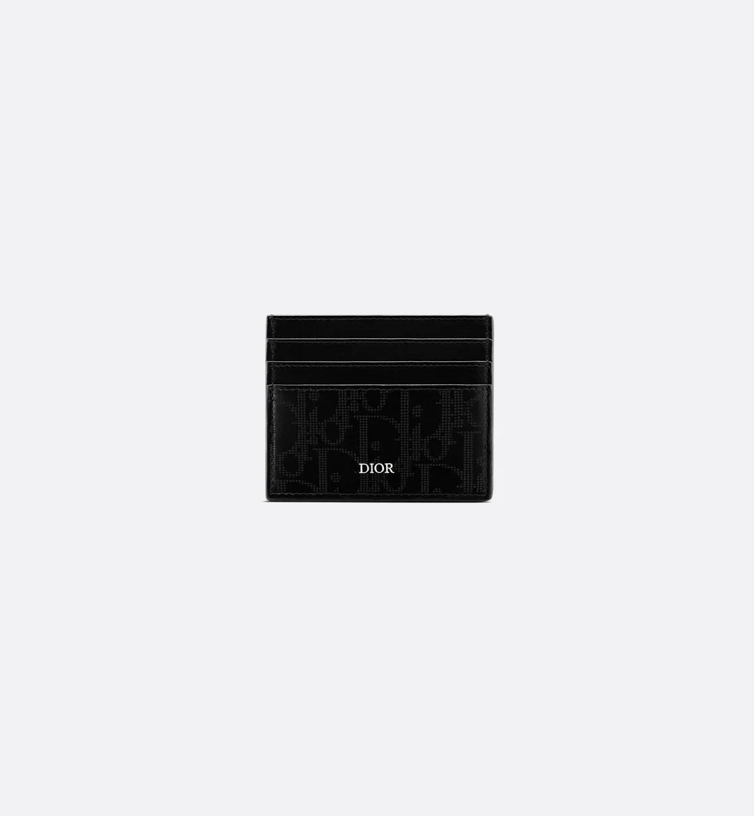 Card Holder Black Dior Oblique Galaxy Leather