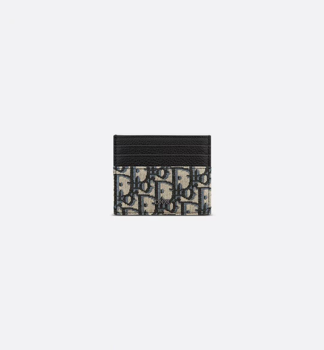 Card Holder Beige And Black Dior Oblique Jacquard With Black Grained Calfskin