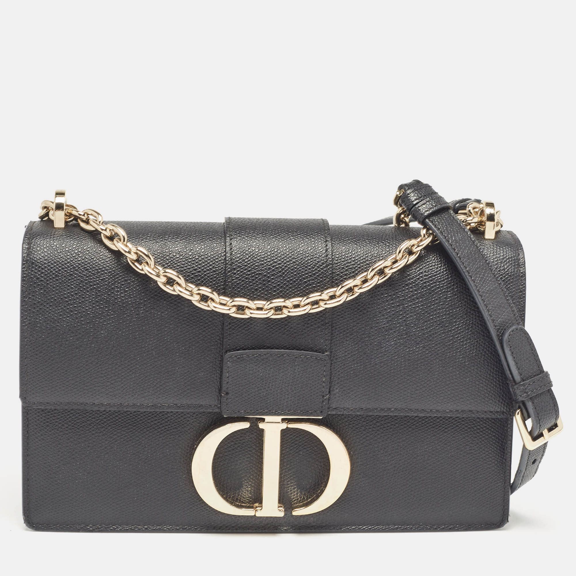 Dior Black Leather 30 Montaigne East West Chain Bag