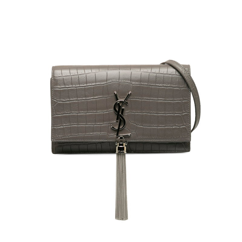 Saint Laurent Tassel Kate Middle Chain Shoulder Bag 354119 Gr Silver Leather Saint Laurent