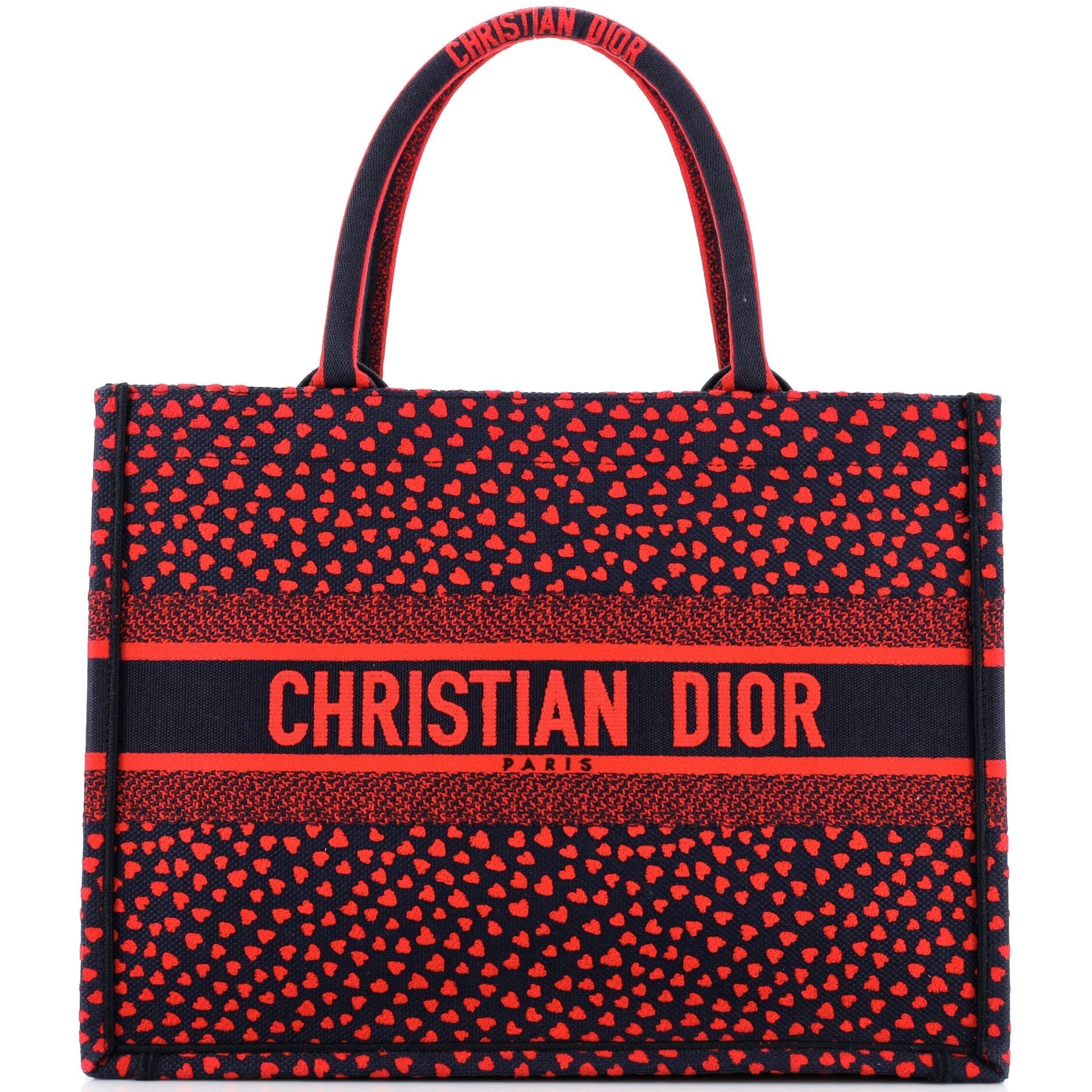 Dior Book Tote I Love Paris Heart Embroidered Canvas Medium
