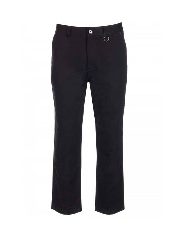 Burberry Men's D-Ring Detail Cotton Linen Straight Pants Black