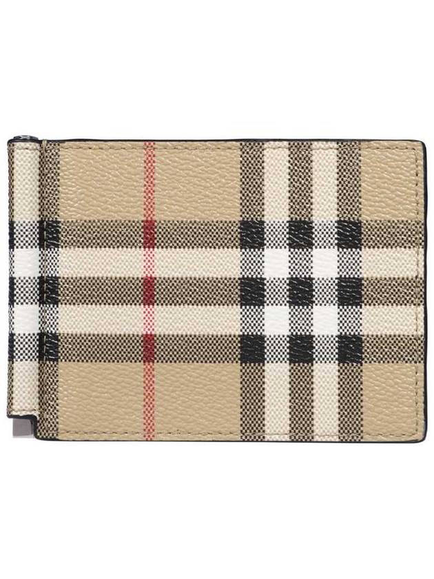 Burberry Men's Money Clip Vintage Check Money Clip Half Wallet Beige