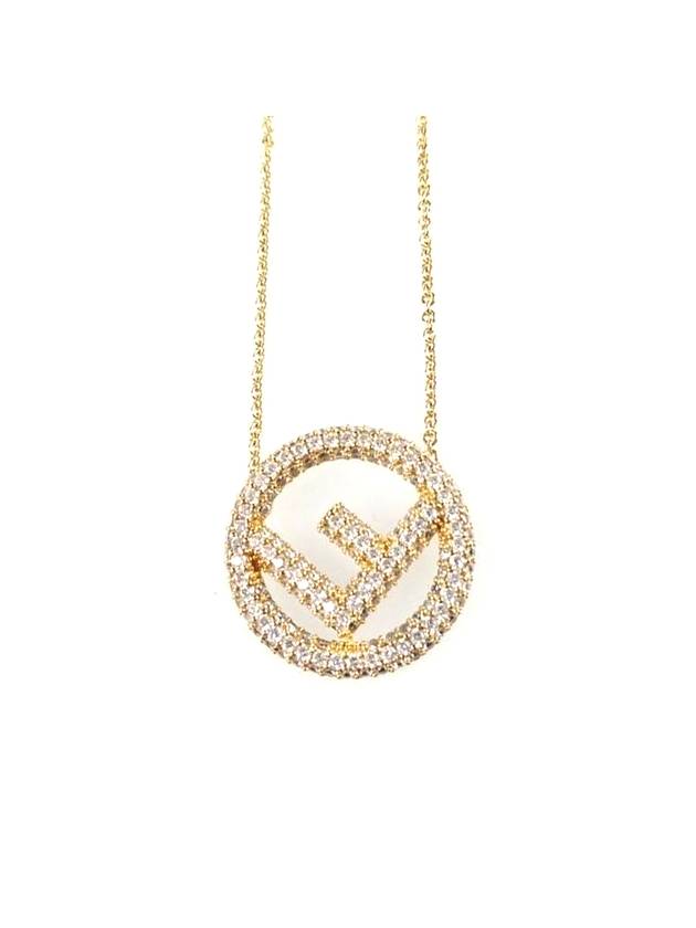 Fendi F Logo Pendant Necklace Gold