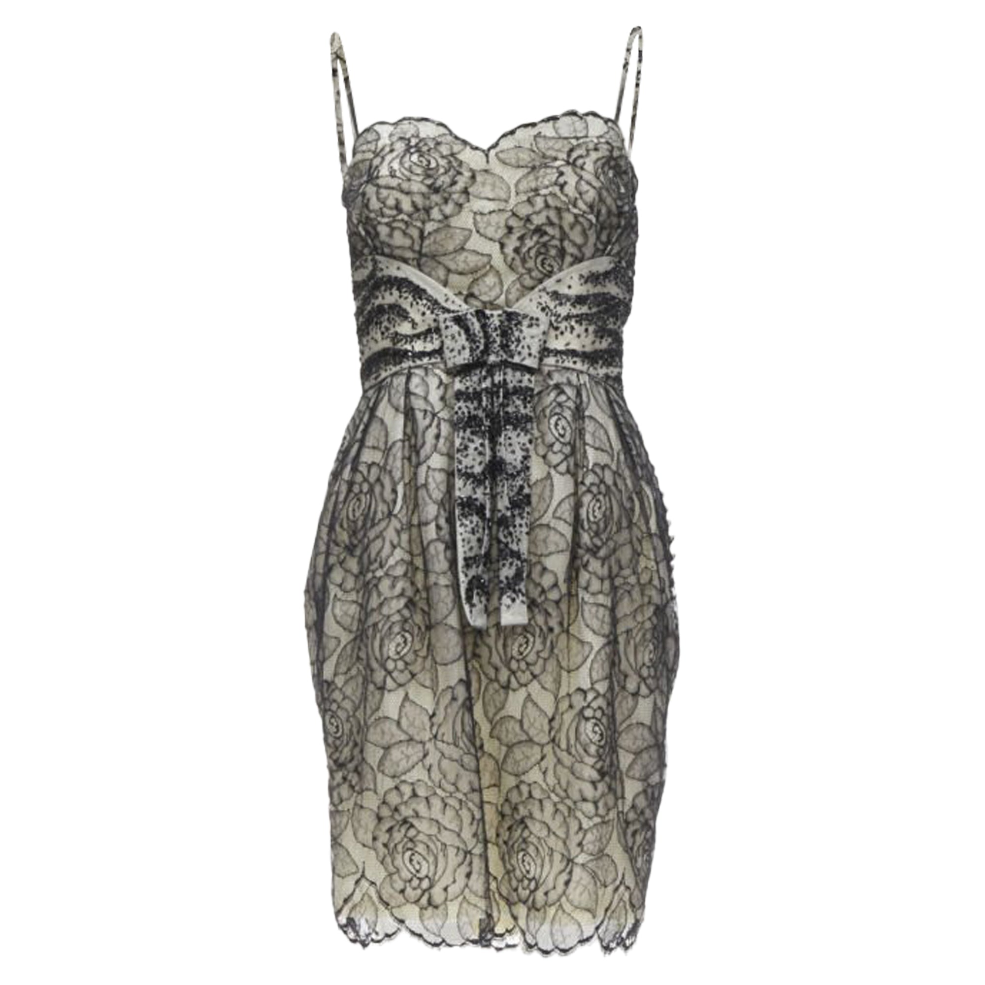 Christian Dior John Galliano lace bead embellished bow dress