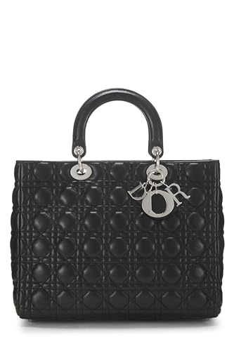 Dior,  Black Cannage Quilted Lambskin Lady Dior Large, Black