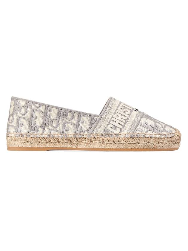 Granville Oblique Embroidered Cotton Espadrilles Grey Dior