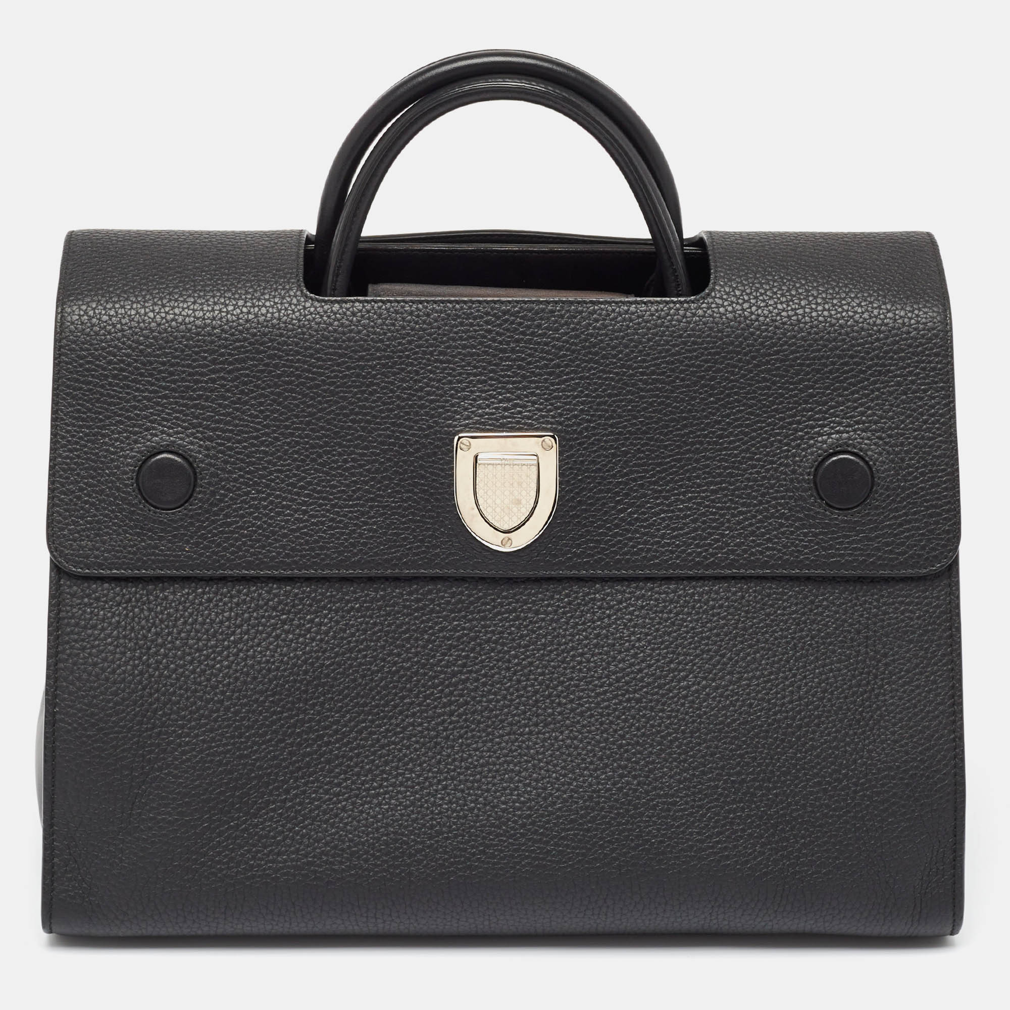 Dior Black Leather Large Diorever Top Handle Bag