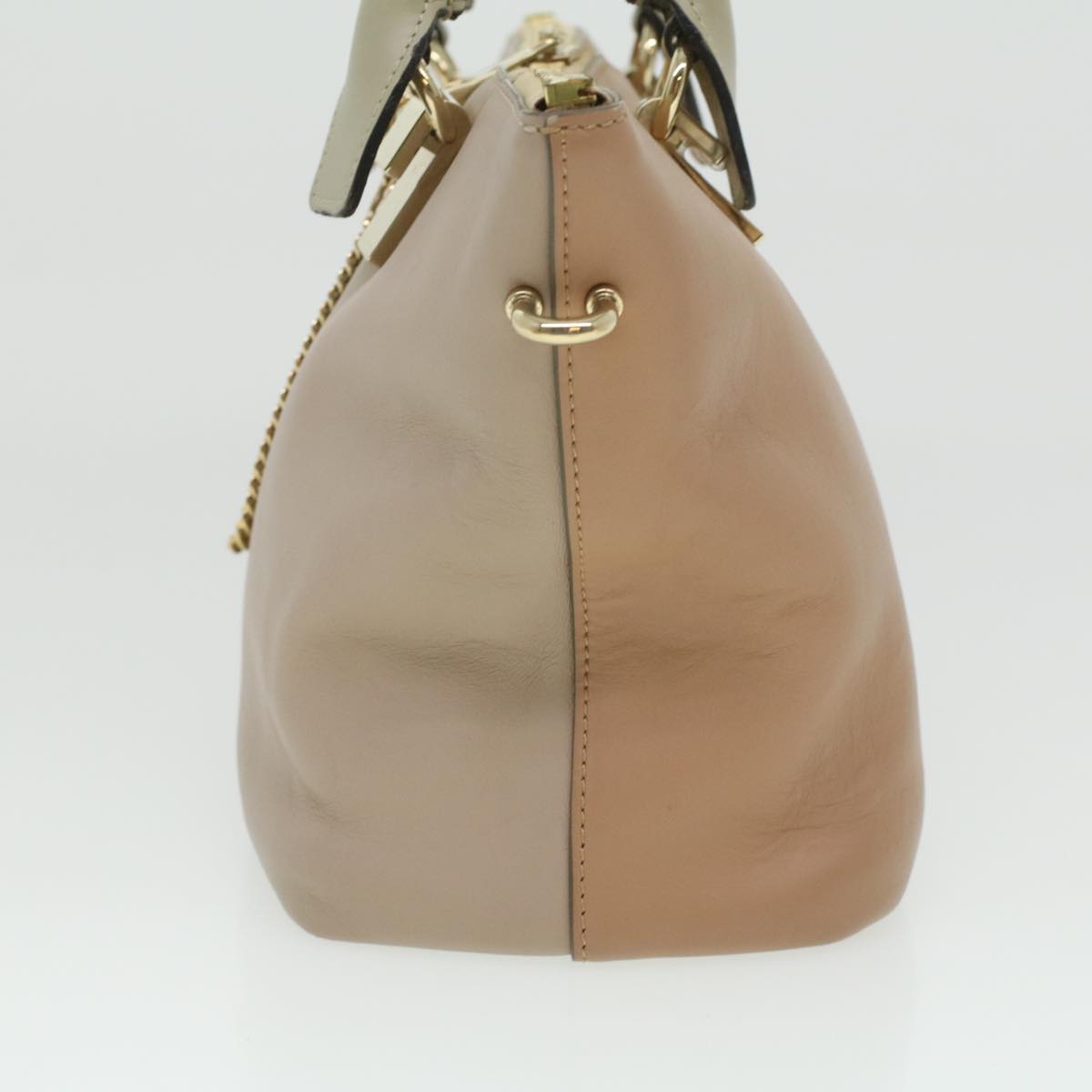Chloe Bailey Hand Bag Leather 2way Beige Pink 35664