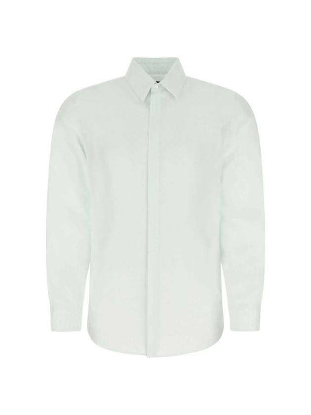 Fendi Men's Micro FF Karligraphy Silk Long Sleeve Shirt White