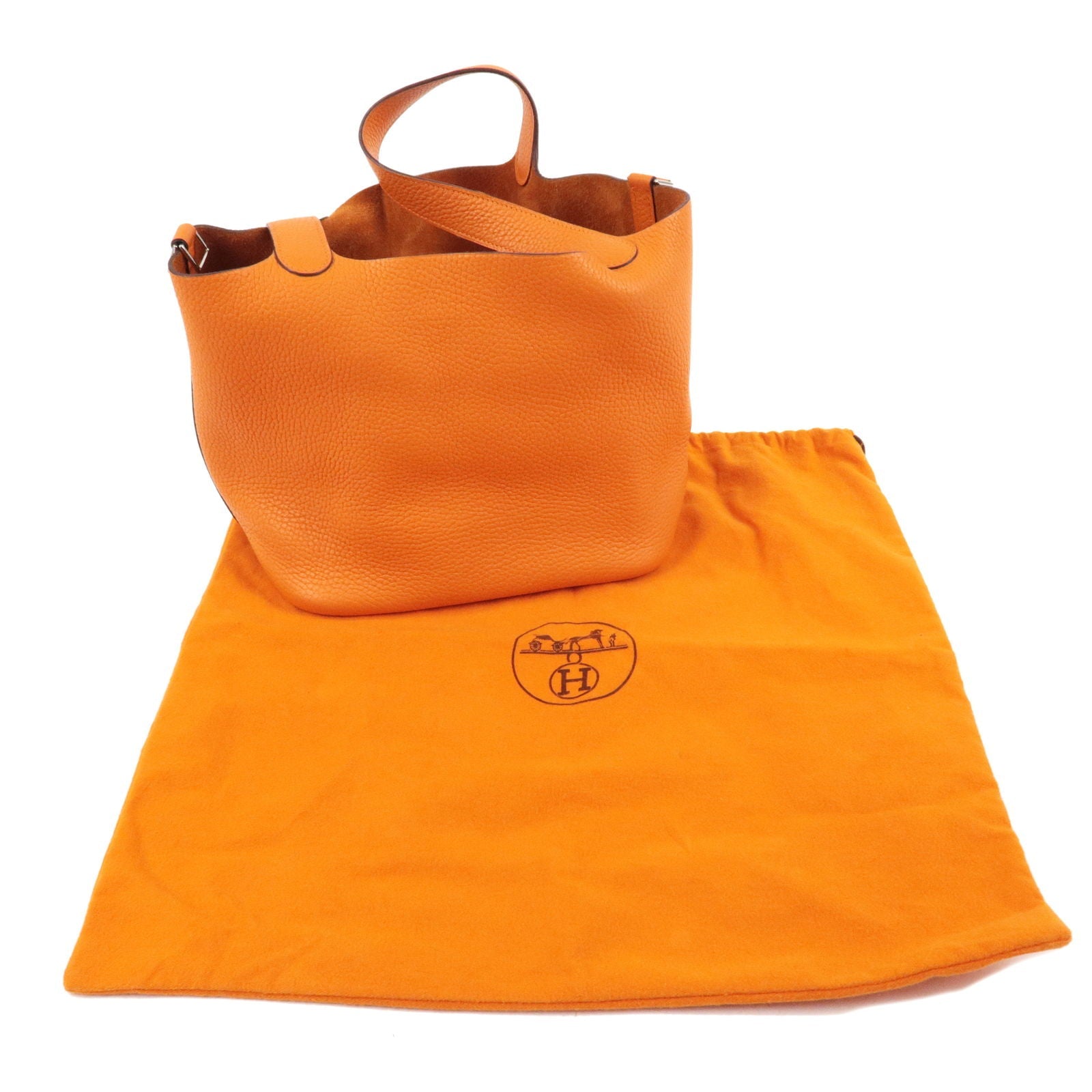 HERMES Taurillon Clemence Picotin MM Hand Bag H Stamped Orange