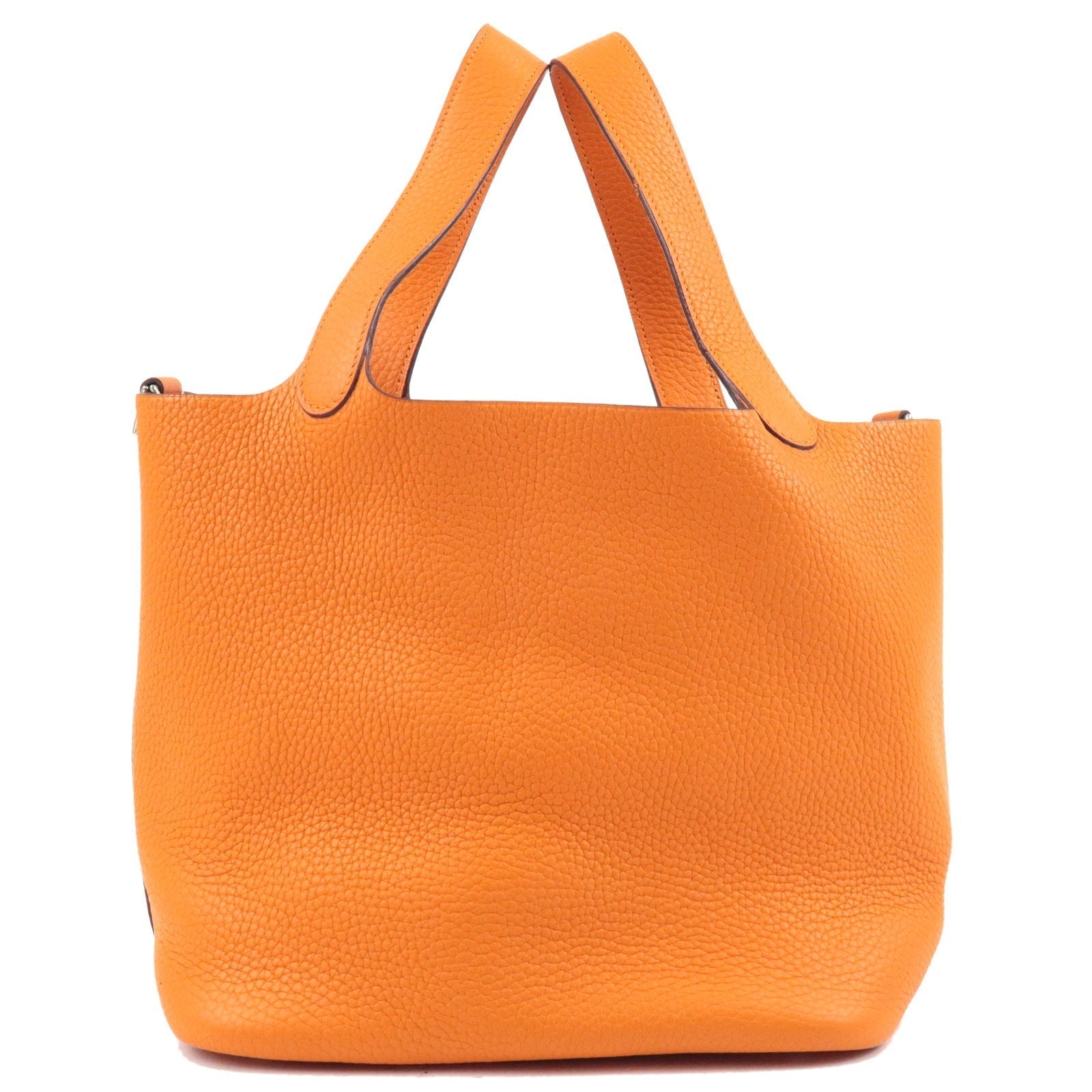 HERMES Taurillon Clemence Picotin MM Hand Bag H Stamped Orange