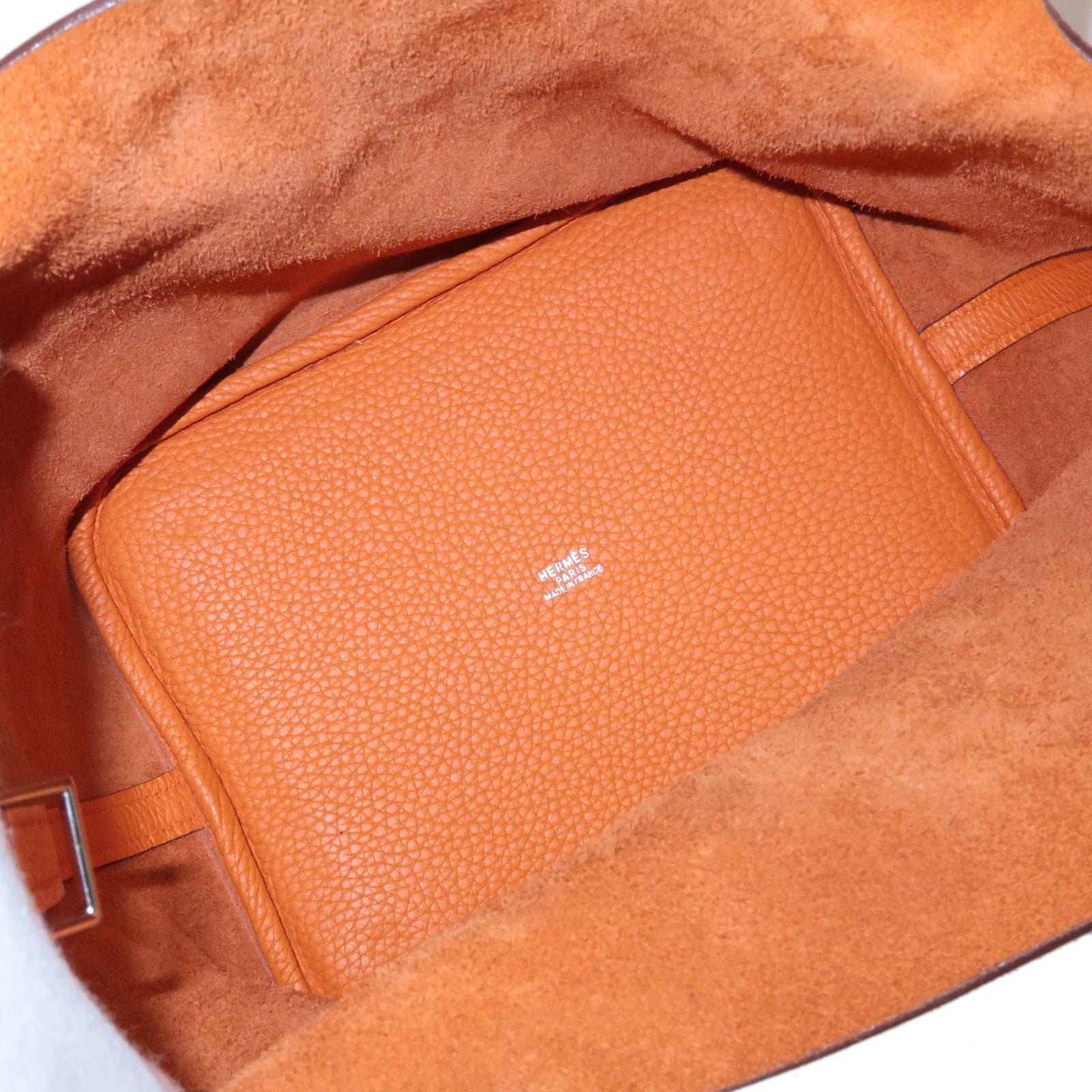 HERMES Taurillon Clemence Picotin MM Hand Bag H Stamped Orange