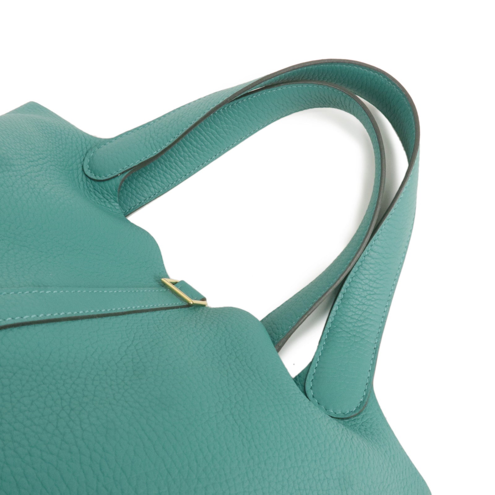 HERMES Taurillon Clemence Picotin Lock MM Hand Bag Vert Verone