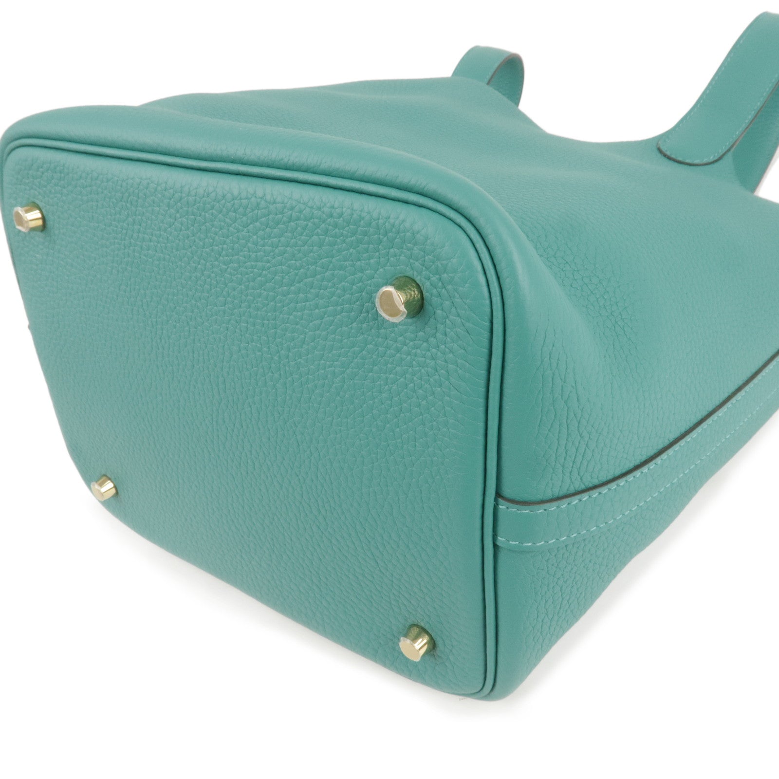HERMES Taurillon Clemence Picotin Lock MM Hand Bag Vert Verone