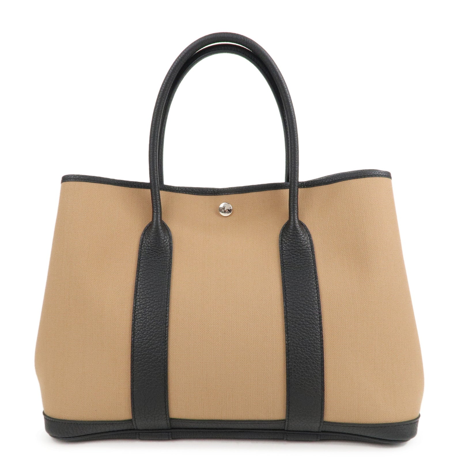 HERMES Toile Militaire Negonda Garden Party Bag Brown Black