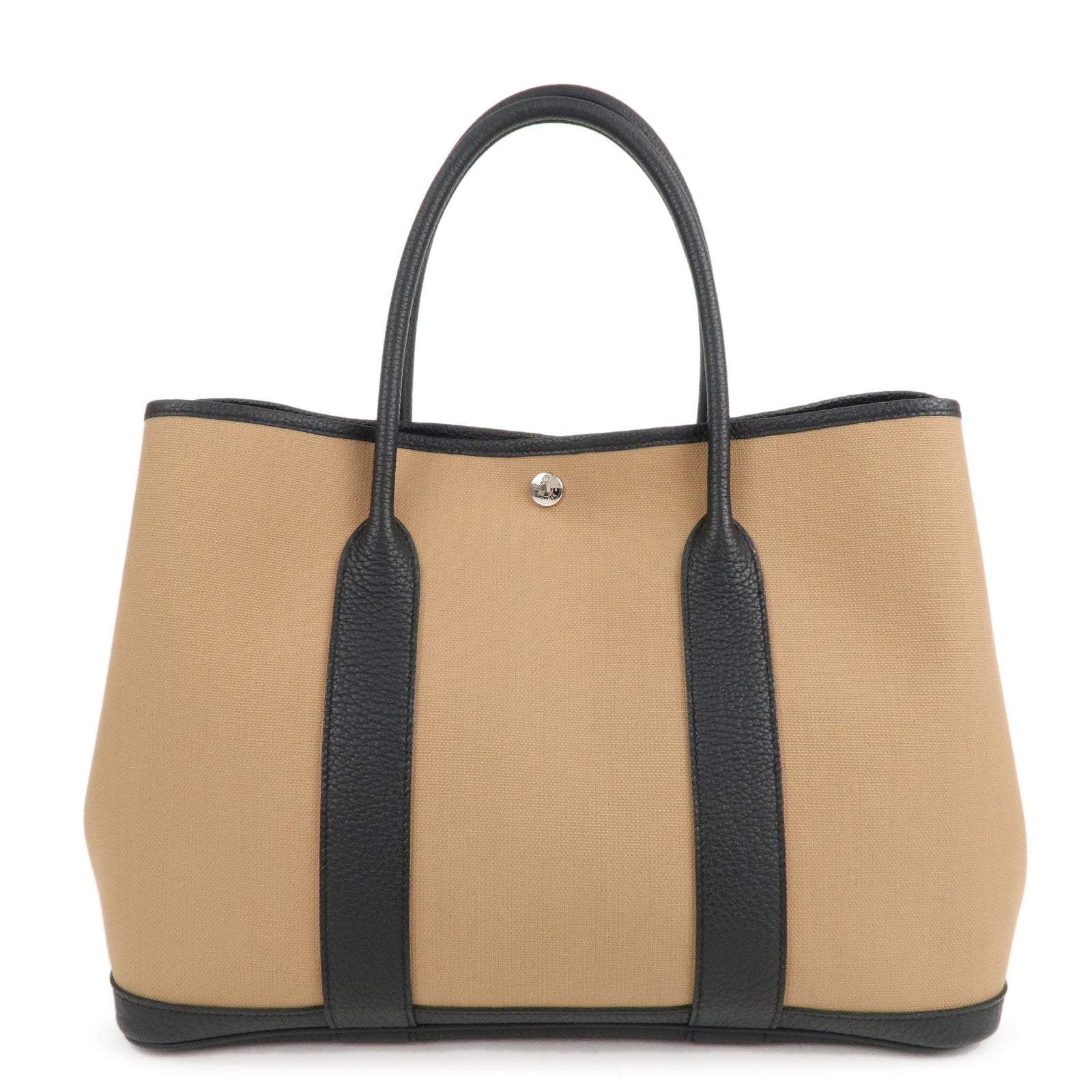 HERMES Toile Militaire Negonda Garden Party Bag Brown Black