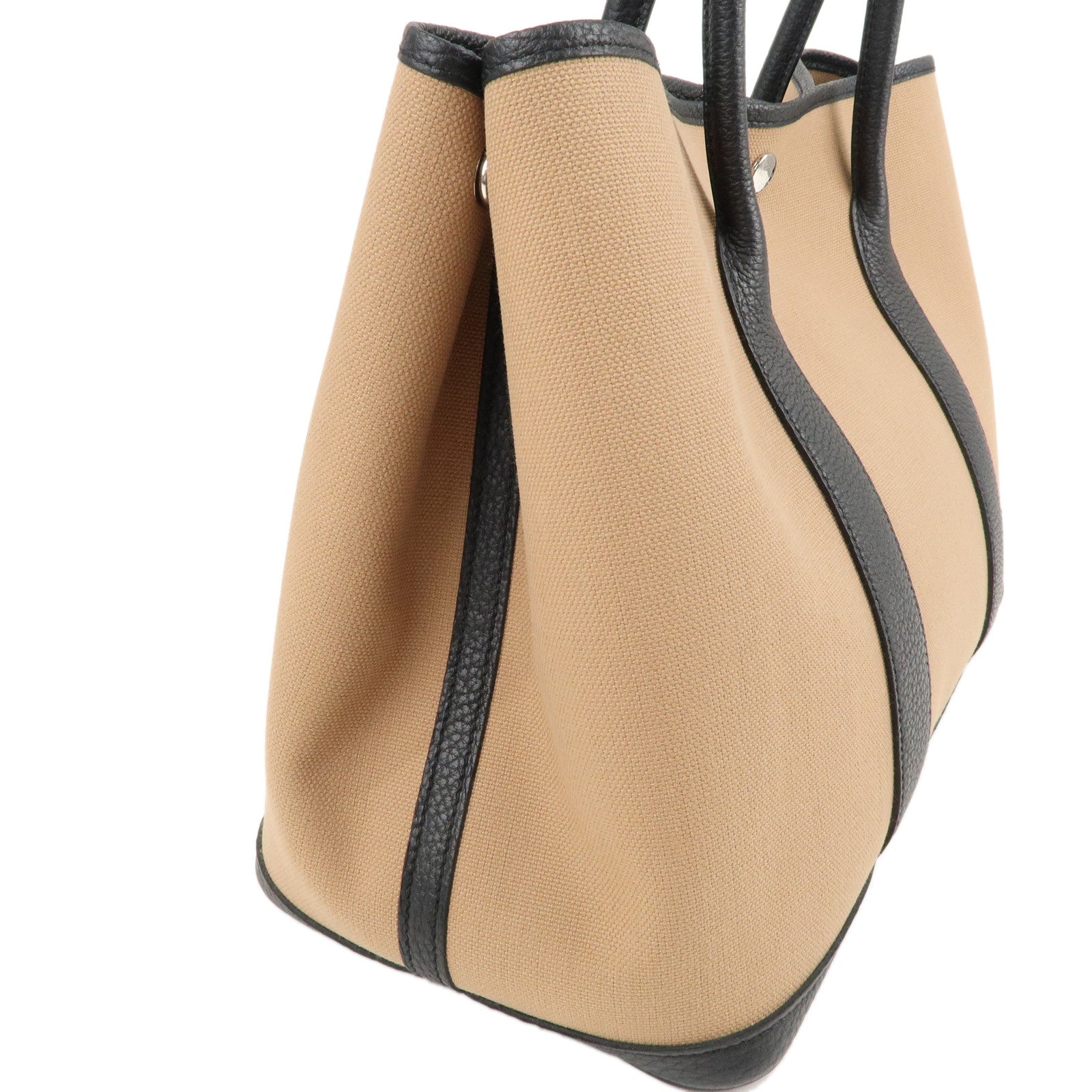 HERMES Toile Militaire Negonda Garden Party Bag Brown Black