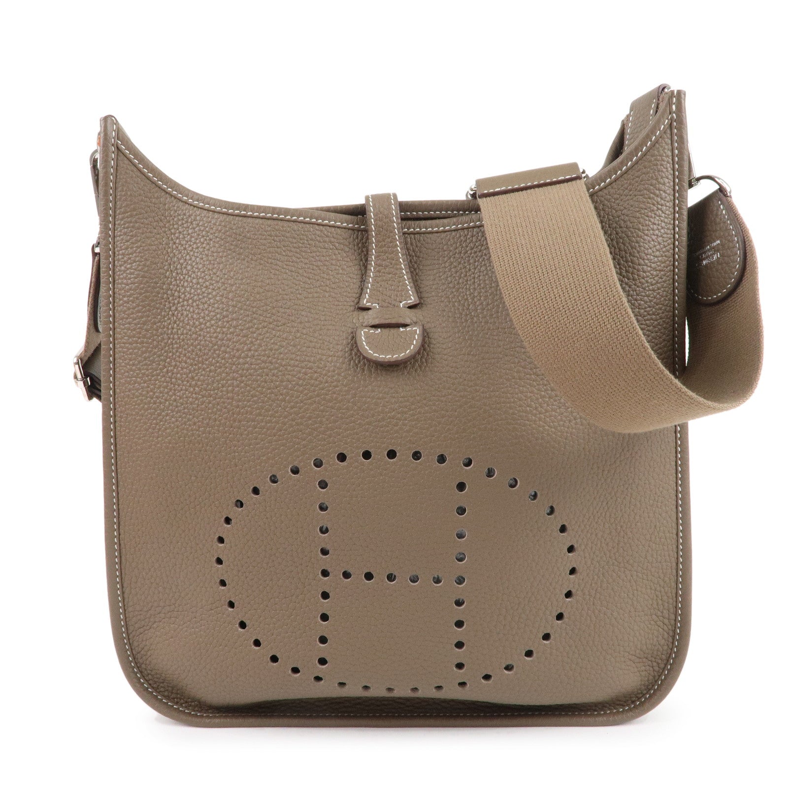 HERMES Taurillon Clemence Evelyne 3PM Shoulder Bag Etoupe