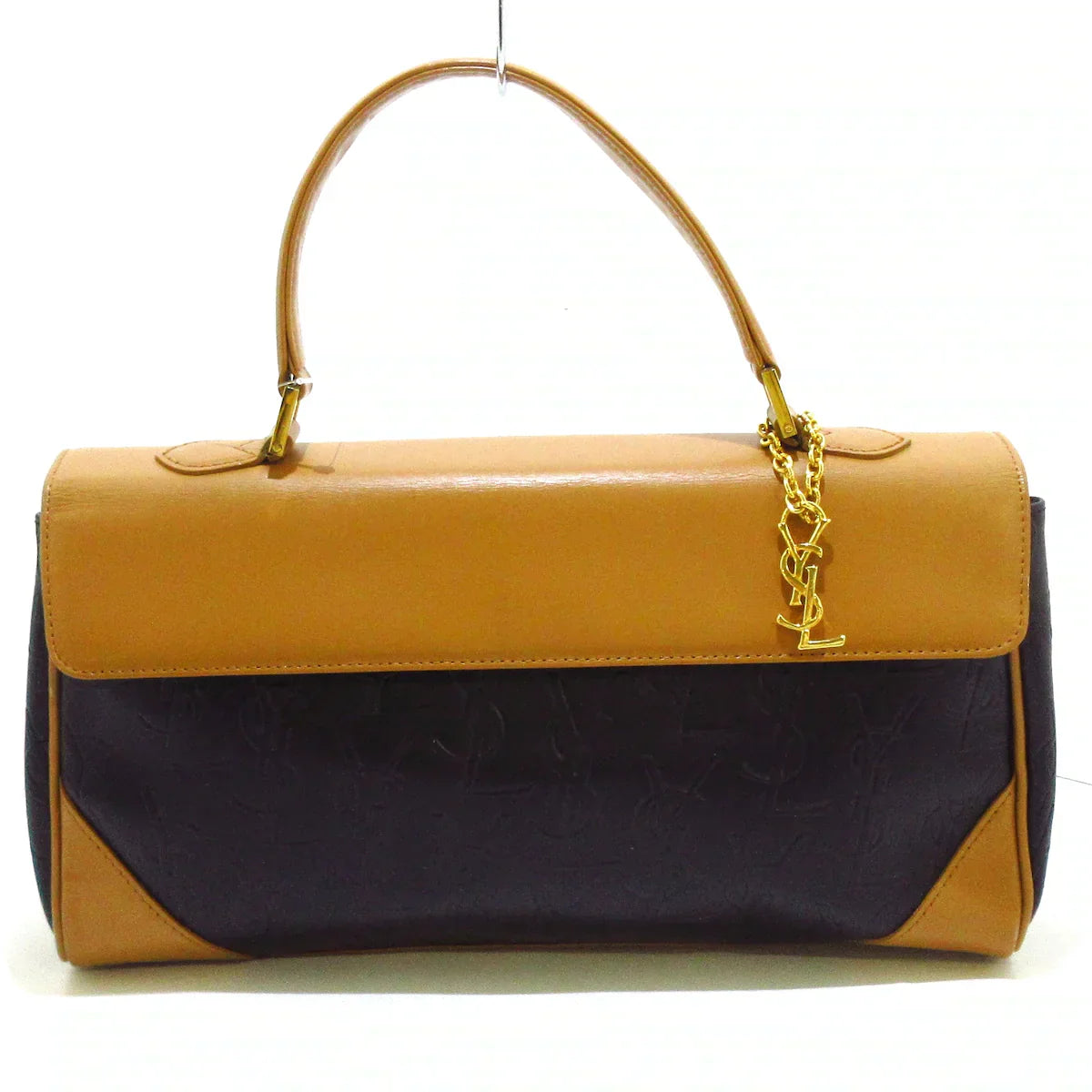 SAINT LAURENT - Handbag Black Light Brown Leather