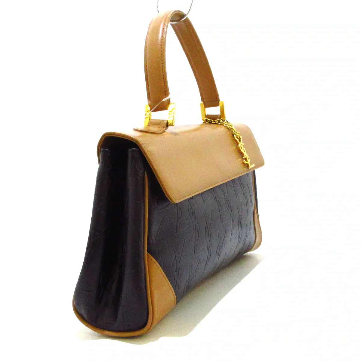 SAINT LAURENT - Handbag Black Light Brown Leather