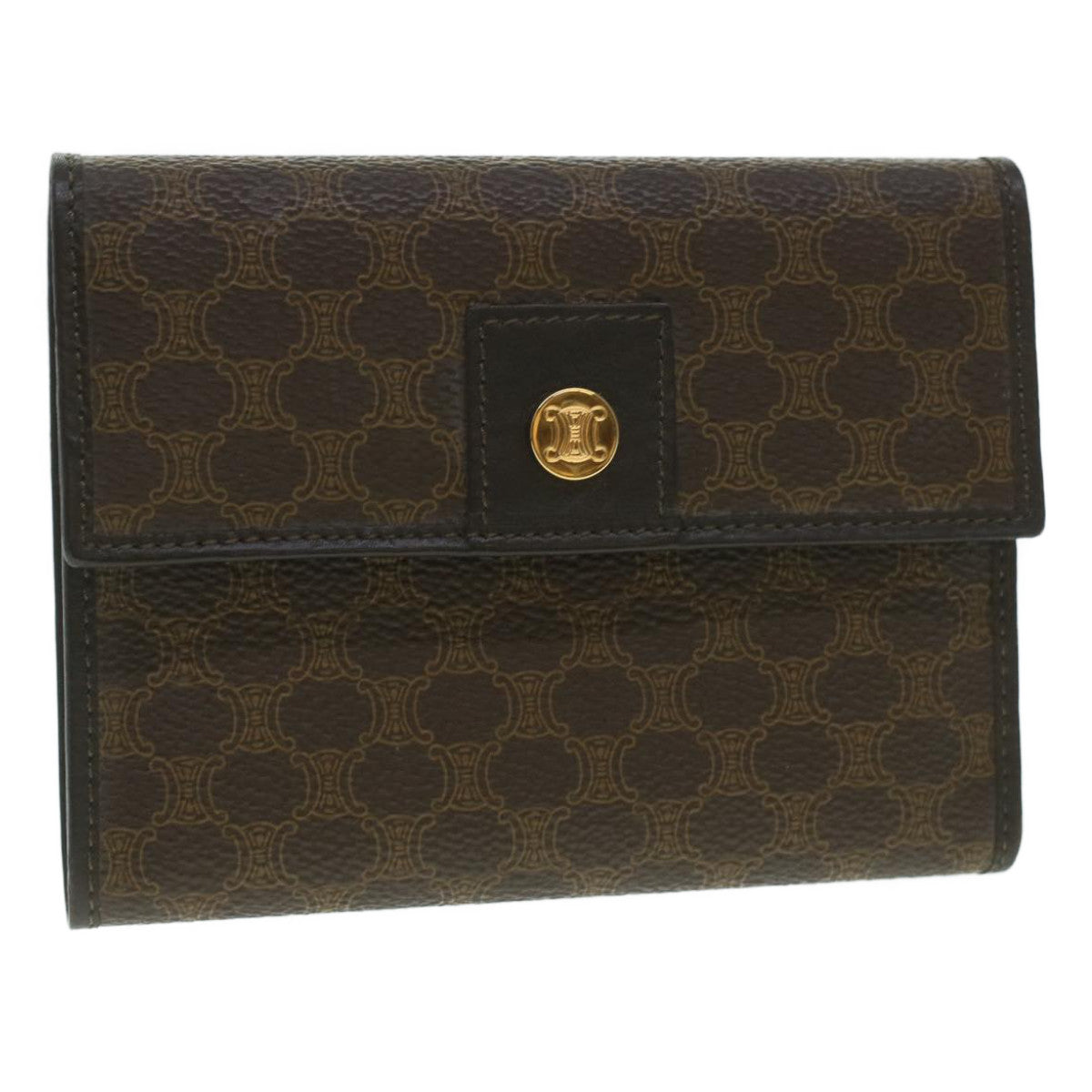 CELINE Macadam Canvas Wallet PVC Leather Brown 37771