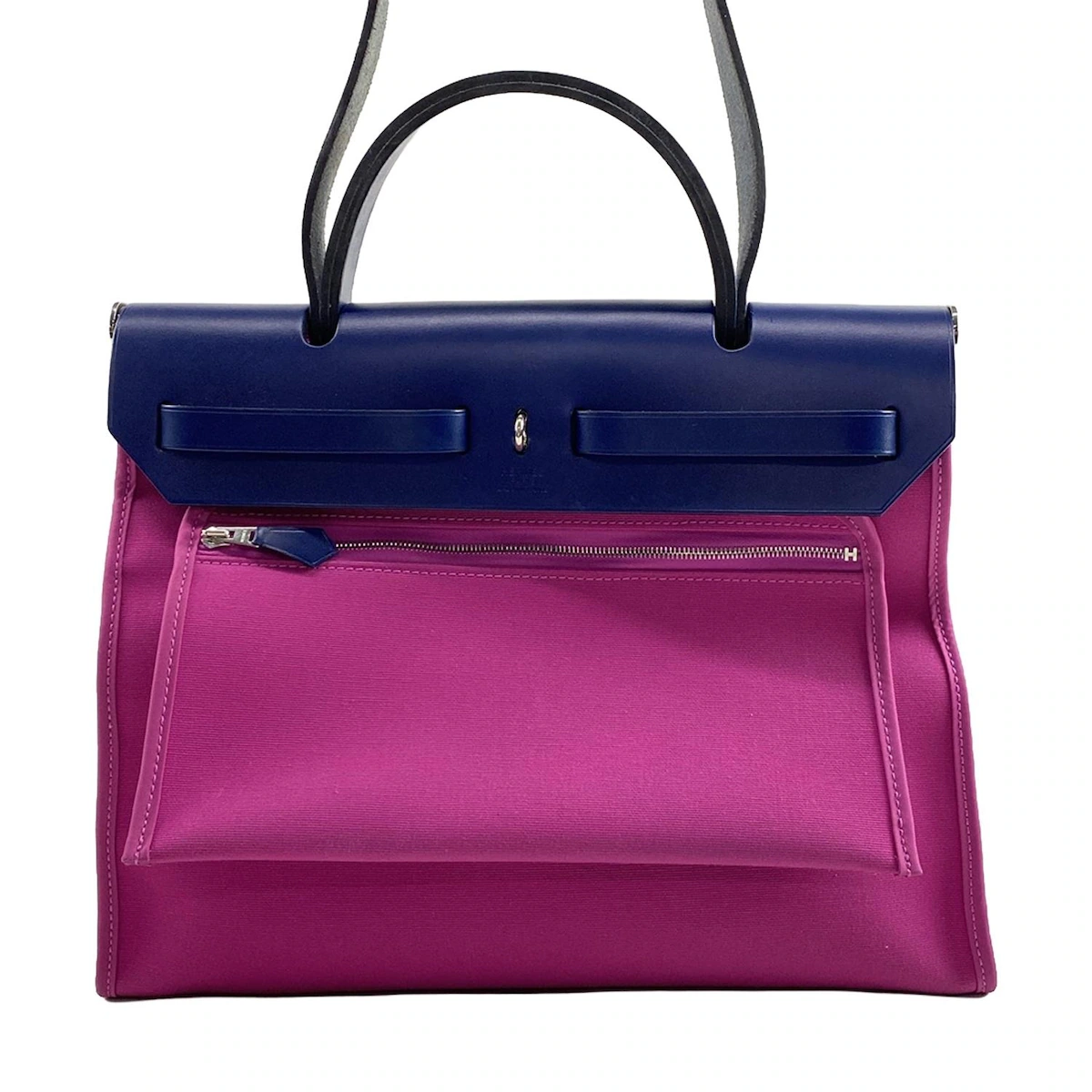 Hermes Magnolia Bleu Saphir Vache Hunter Toile Officier Herbag Zip 31 PM Handbag