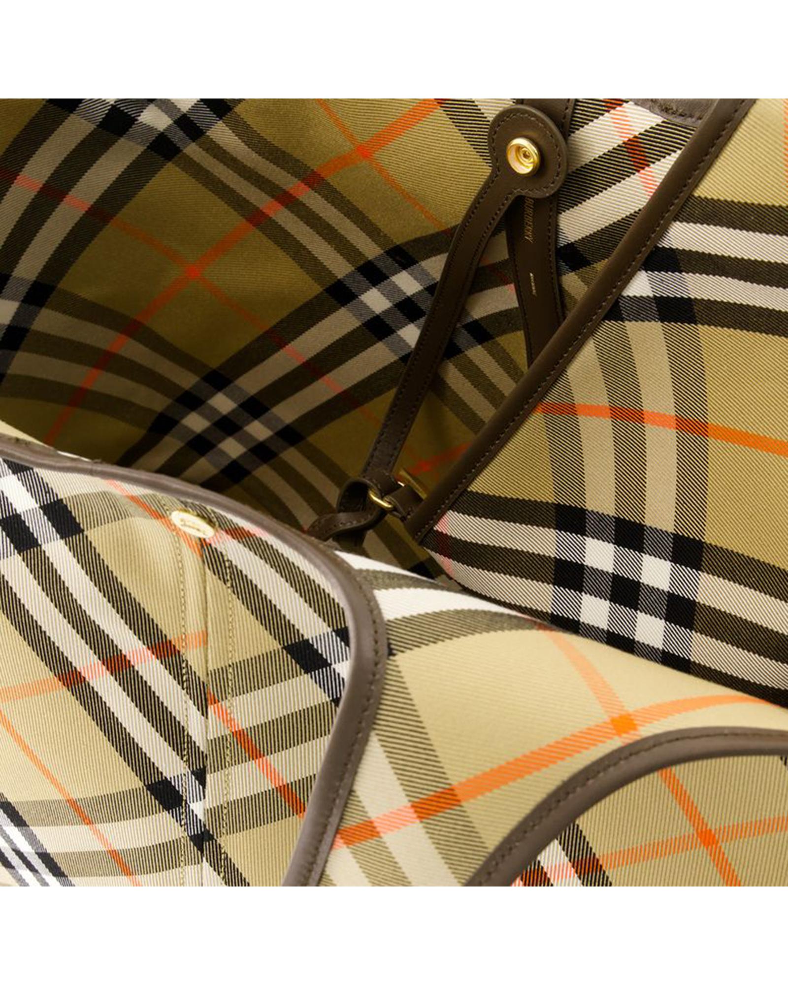 Burberry Check Tote Bag Women Brown | Beige