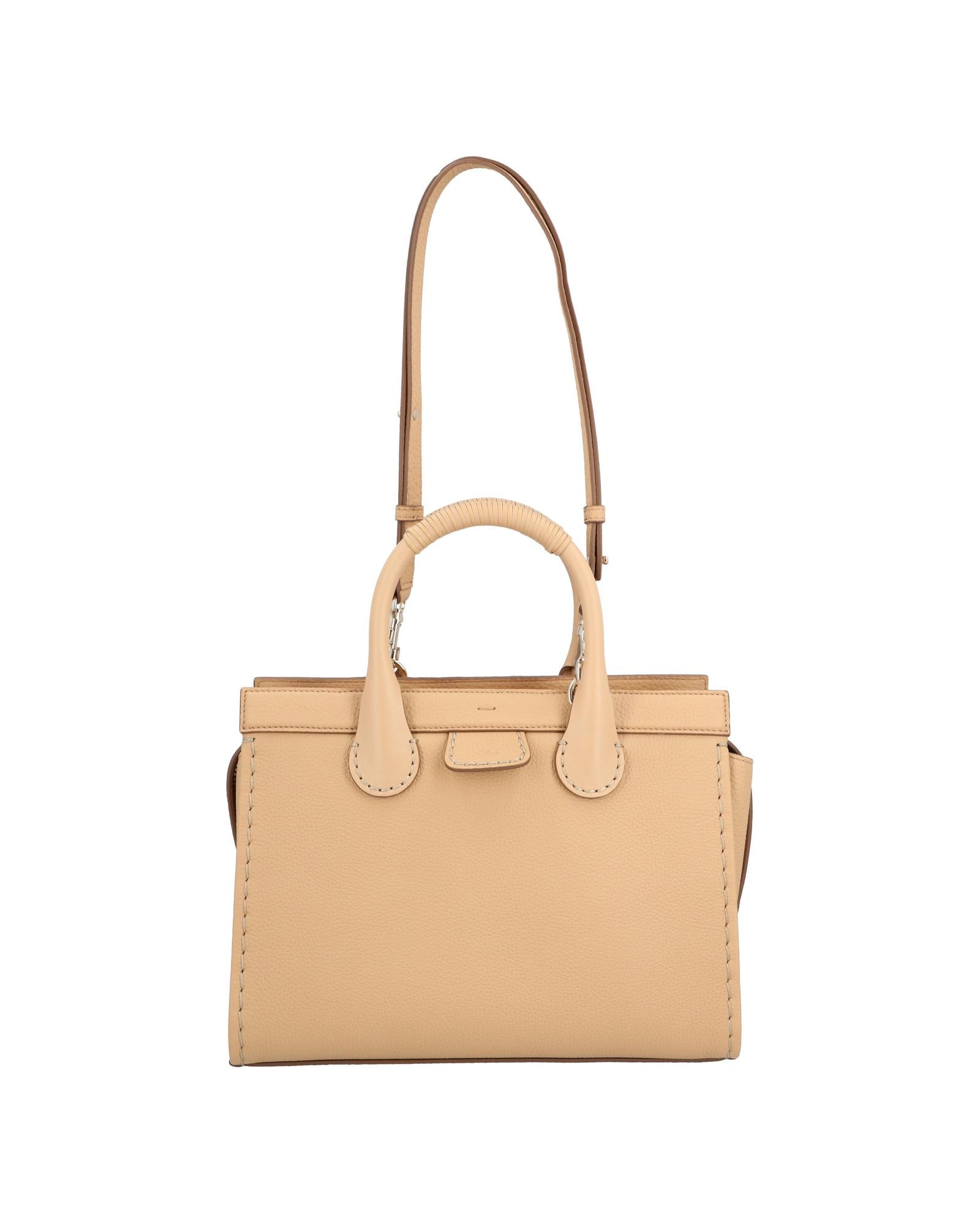 Chloe Woody Small Leather Tote Women Brown | Beige Tote Bags