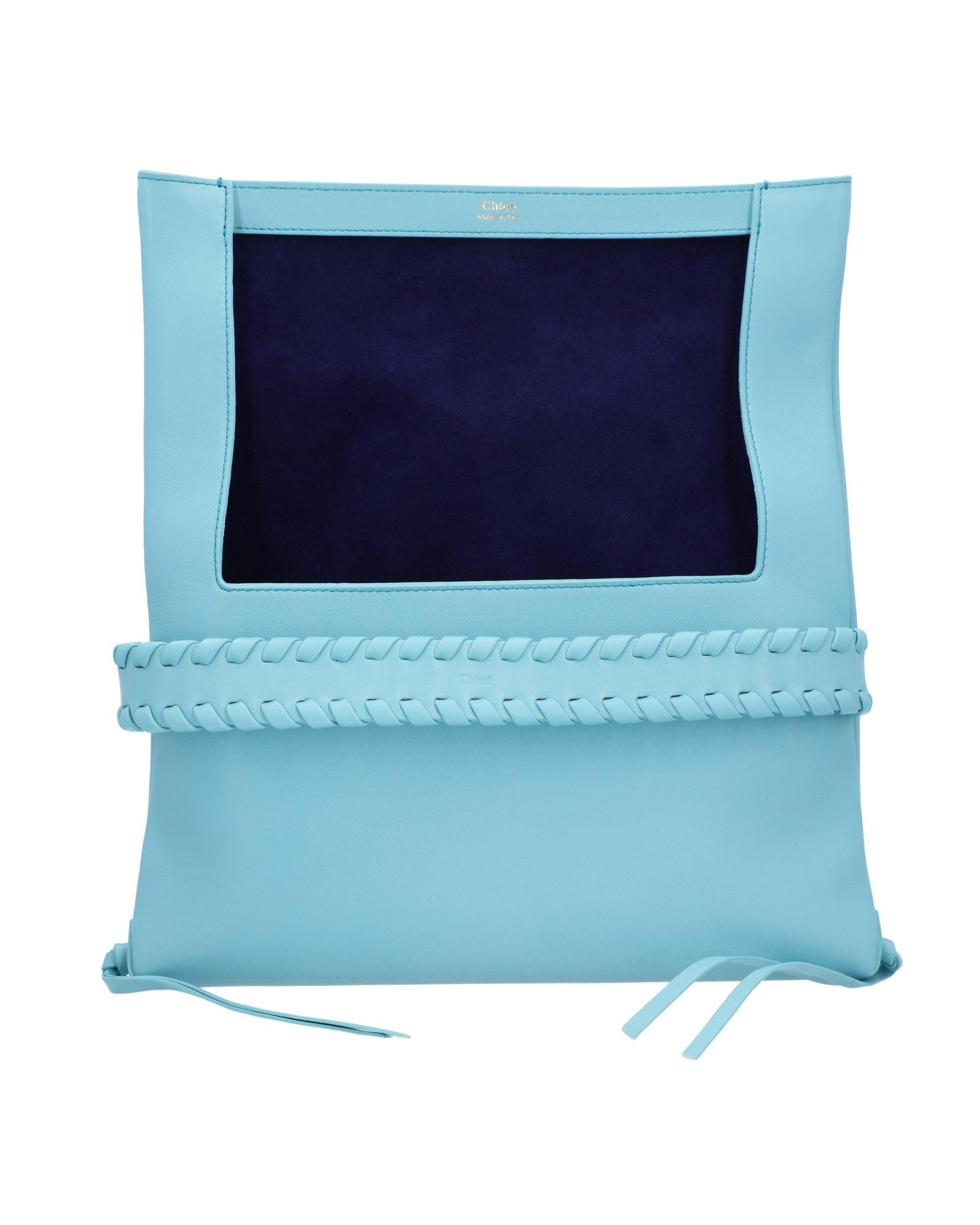 Chloe Woody Medium Tote Braided Strap Women Blue | Blue Clutch Bags