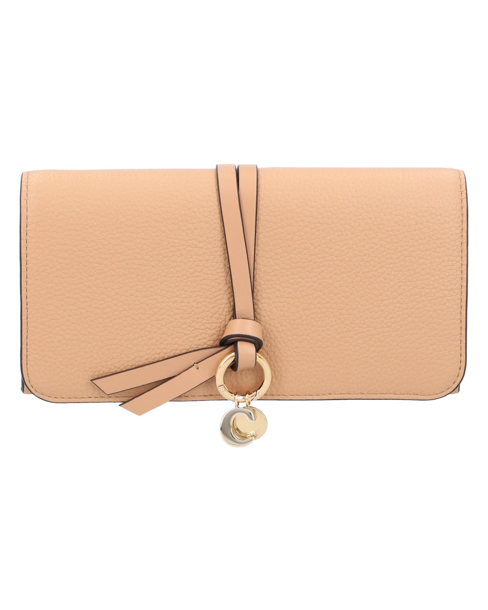 Chloe Alphabet Leather Wallet Women Brown | Beige Wallets & Pouches