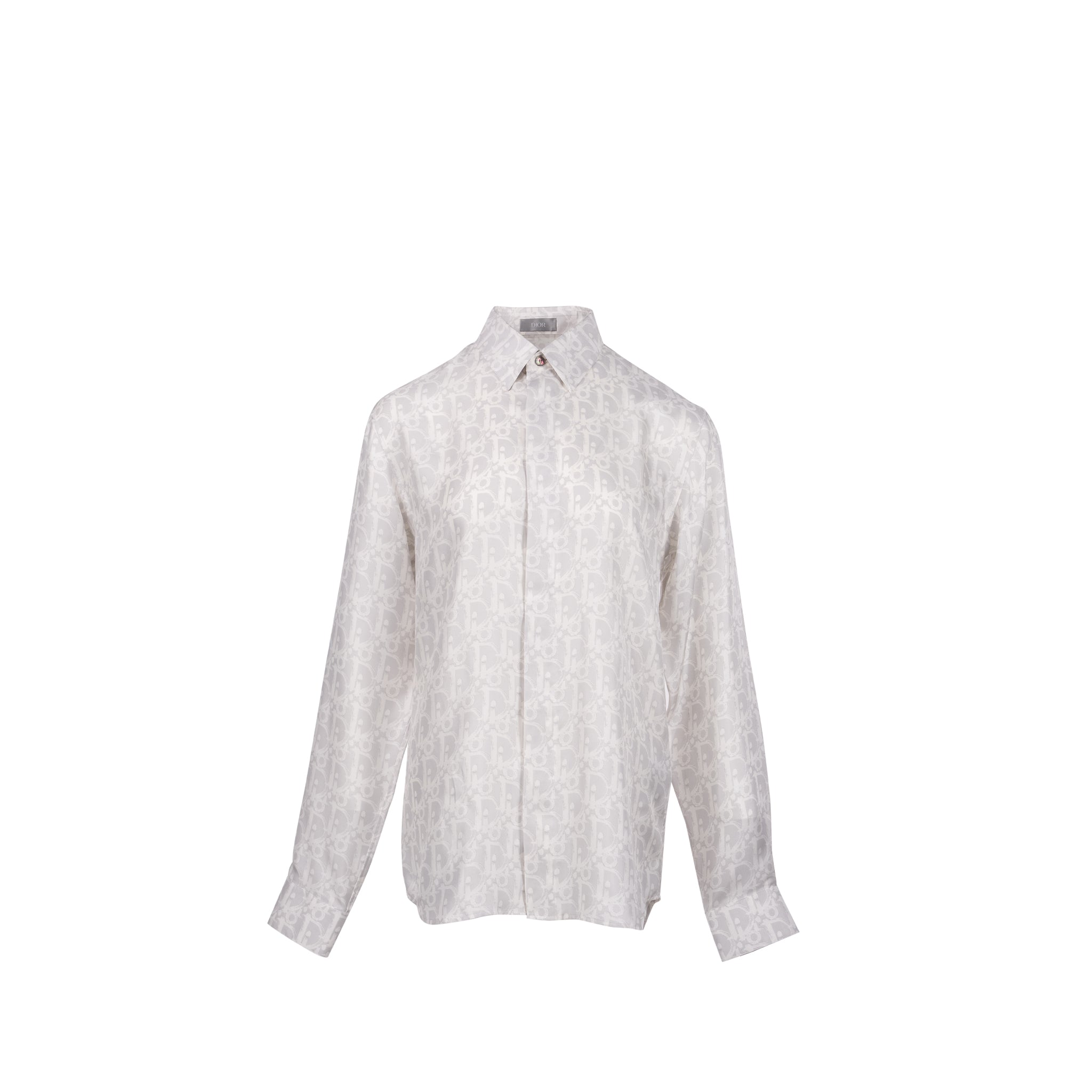 DIOR Homme Size 39 Dior Oblique Shirt Silk Light Grey/White
