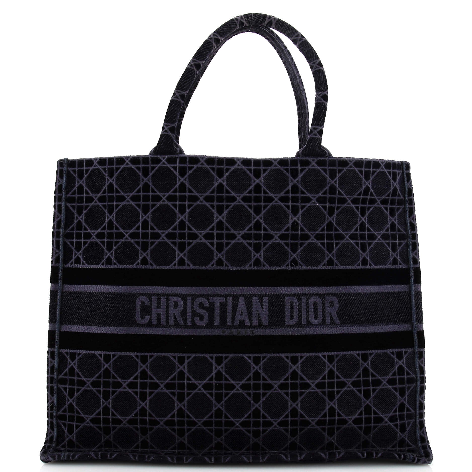 Dior Book Tote Cannage Embroidered Velvet Large